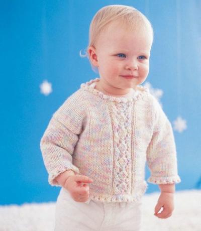 bērnu ruffle pullover adīšanas amatniecības projekts
